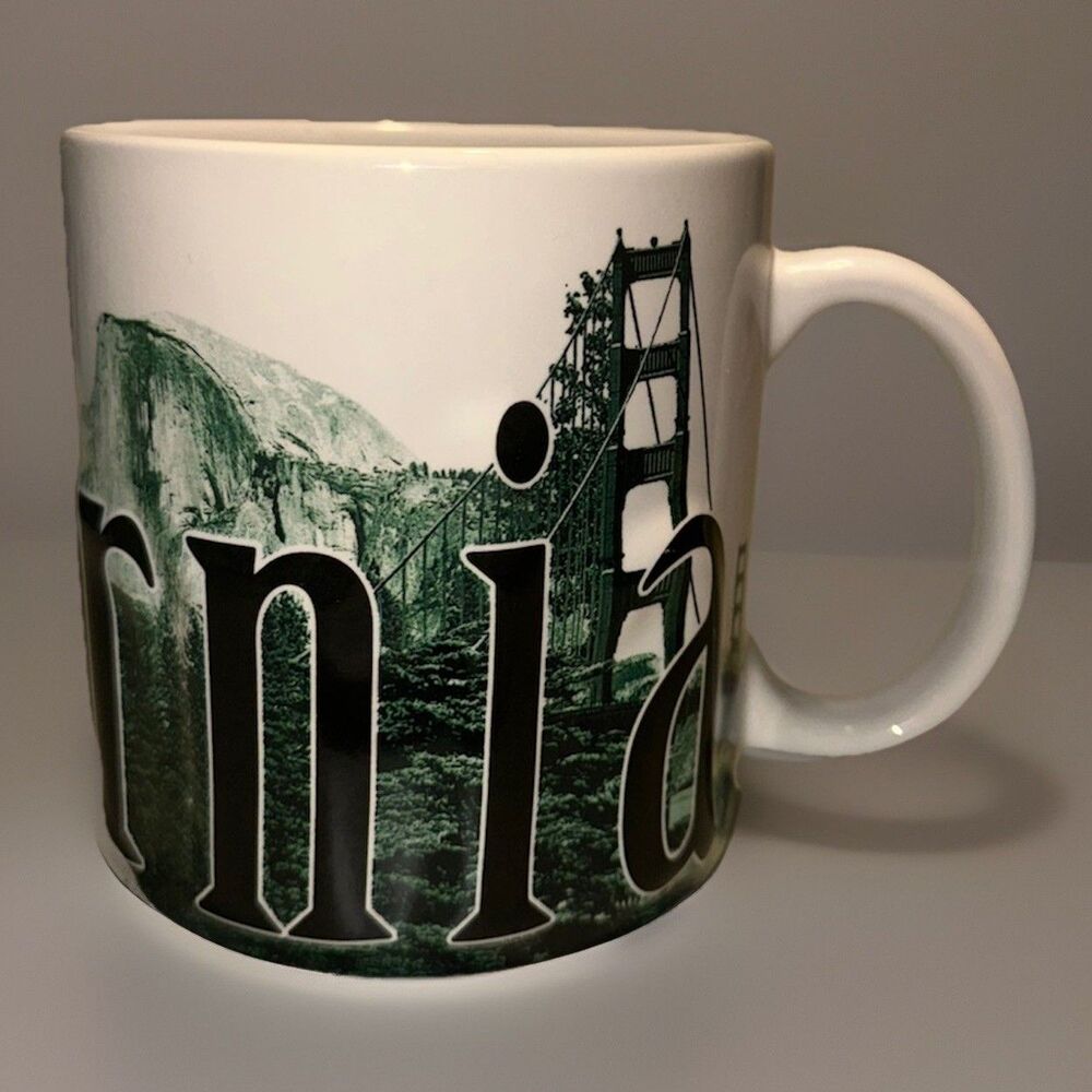 Americaware Embossed California Jumbo Mug Cup 2013 Bridge Lighthouse Surfer Palm
